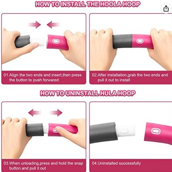 *NEW* Adjustable Weighted Fitness Hoop, Massage, Pink & Gray, 2lb - Picture 3 of 12